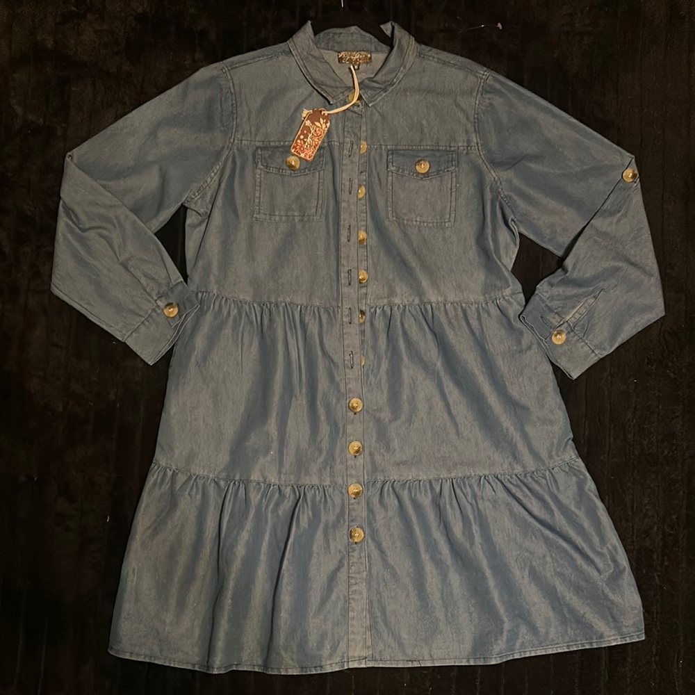 Stylish Denim Blue Midi Dress